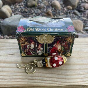 Old World Christmas Ornament Lucky Ladybug 2.5" Red Black Insect 2001 Vintage